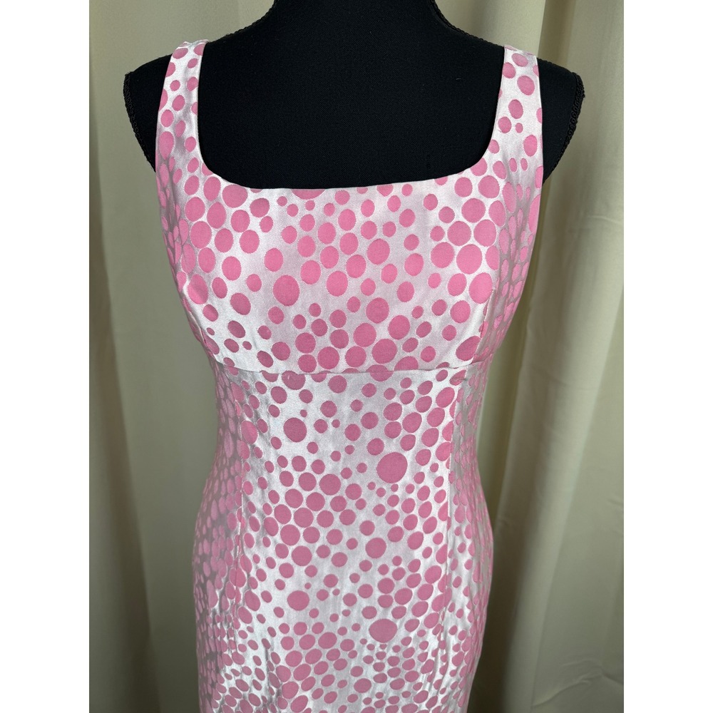 Vintage 90s Y2K Pink Polka Dot Mod Sheath Dress Size 8 Birthday Retro Barbiecore - Picture 2 of 7